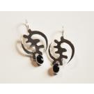 Gye Nyame Hook Earrings with Onyx